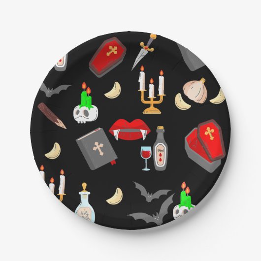 halloween gothic vampire hunter garlic dagger fang ペーパープレート (正面)