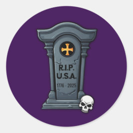 Halloween Gravestone R.I.P. U.S.A. ラウンドシール