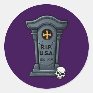 Halloween Gravestone R.I.P. U.S.A. ラウンドシール