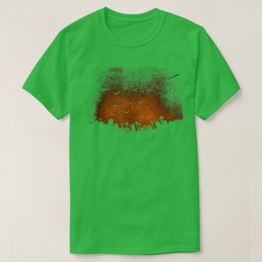 Halloween Graveyard and Pumpkin Jack O Lanterns Tシャツ (デザイン正面)