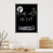 Halloween Graveyard Silhouette ポスター (キッチン)