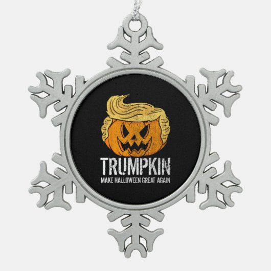 Halloween Great Again Donald Trumpkin Pumpkin スノーフレークピューターオーナメント (正面)