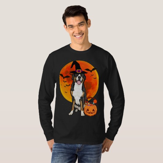 Halloween Greater Swiss Mountain Dog Jack O Lanter Tシャツ (正面フル)