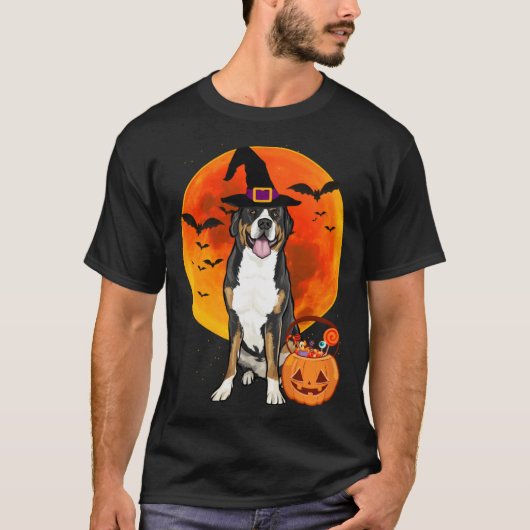 Halloween Greater Swiss Mountain Dog Jack O Lanter Tシャツ (正面)