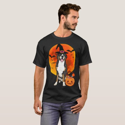 Halloween Greater Swiss Mountain Dog Jack O Lanter Tシャツ (正面フル)