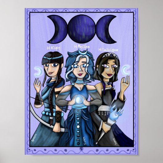 Halloween Greek Mythology Moon Goddesses Art Print ポスター (正面)