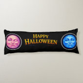 Halloween green and orange moon faces Gothic fanta ボディピロー (裏面)