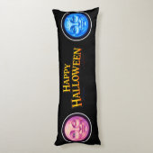 Halloween green and orange moon faces Gothic fanta ボディピロー (裏面 (縦))