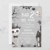 Halloween Grey Bad Two The Bones 2nd Birthday 招待状 (正面)