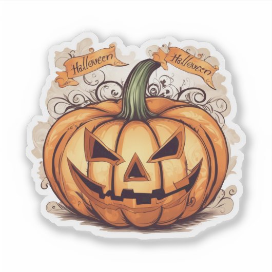Halloween: Großer Kürbis - シール (正面)
