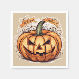 Halloween: Großer Kürbis -  スタンダードカクテルナプキン