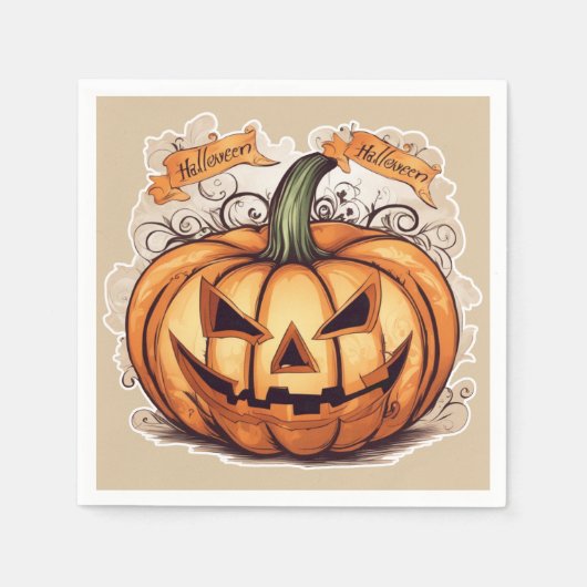 Halloween: Großer Kürbis - スタンダードカクテルナプキン (正面)