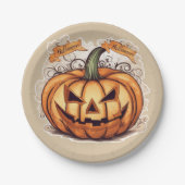 Halloween: Großer Kürbis -  ペーパープレート (正面)