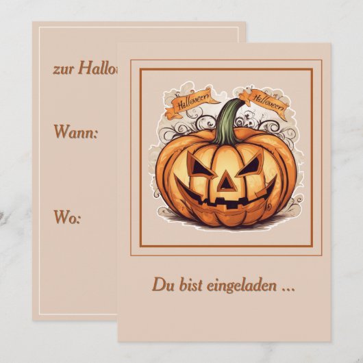Halloween: Großer Kürbis - 招待状 (正面/裏面)