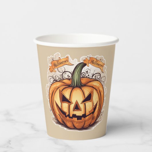 Halloween: Großer Kürbis -  紙コップ (裏面)