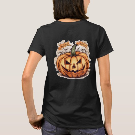 Halloween: Großer Kürbis -  Tシャツ (裏面)