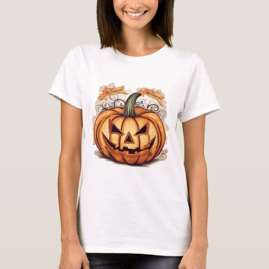 Halloween: Großer Kürbis -  Tシャツ (正面)