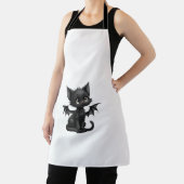 Halloween Grumpy Black Kitten In Bat Costume エプロン (インサイチュ)