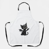 Halloween Grumpy Black Kitten In Bat Costume エプロン (正面)