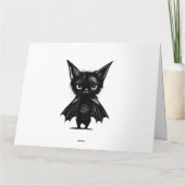 Halloween Grumpy Black Kitten In Bat Costume カード (裏面)