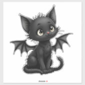 Halloween Grumpy Black Kitten In Bat Costume シール (シート)