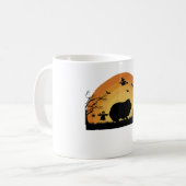 "Halloween Guinea Pig Moon Mug – Funny Animal Cost コーヒーマグカップ (正面左)