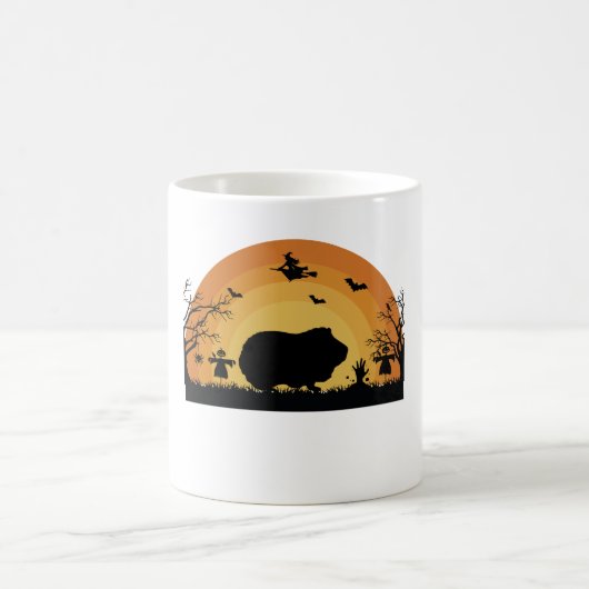 "Halloween Guinea Pig Moon Mug – Funny Animal Cost コーヒーマグカップ (中央)