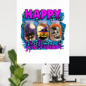 Halloween Happy Halloween Birthday ポスター (ホームオフィス)