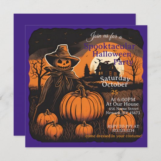 Halloween Haunt Scarecrow's Watch 招待状 (正面/裏面)