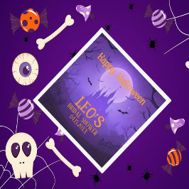 Halloween Haunted Castle Purple Bridal Shower  スタンダードカクテルナプキン