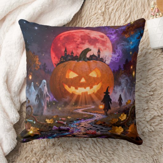 Halloween Haunted Eclipse 2 Wall Clock クッション (ブランケット)