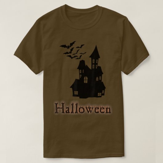 Halloween  Haunted House and Bats Happy Halloween  Tシャツ (デザイン正面)