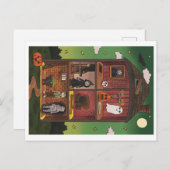 Halloween Haunted House Interior Illustration ポストカード (正面/裏面)