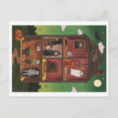 Halloween Haunted House Interior Illustration ポストカード (正面)