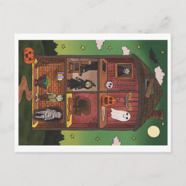 Halloween Haunted House Interior Illustration ポストカード