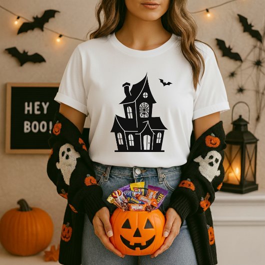 Halloween Haunted House Silhouette Tシャツ