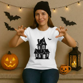 Halloween Haunted House Silhouette Tシャツ