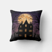 Halloween Haunted House Square Pillow クッション (裏面)