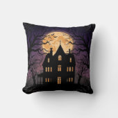 Halloween Haunted House Square Pillow クッション (正面)