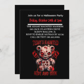 Halloween Haunted Teddy party invitation  招待状 (正面/裏面)
