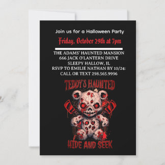 Halloween Haunted Teddy party invitation  招待状