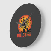 Halloween Haunted Tree Witch and Black Cats ラージ壁時計 (傾斜)