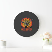 Halloween Haunted Tree Witch and Black Cats ラージ壁時計 (ホーム)