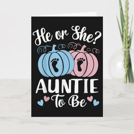 Halloween He Or She Auntie To Be Pumpkin Gender Re カード (正面)