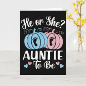Halloween He Or She Auntie To Be Pumpkin Gender Re カード (黄色い花)