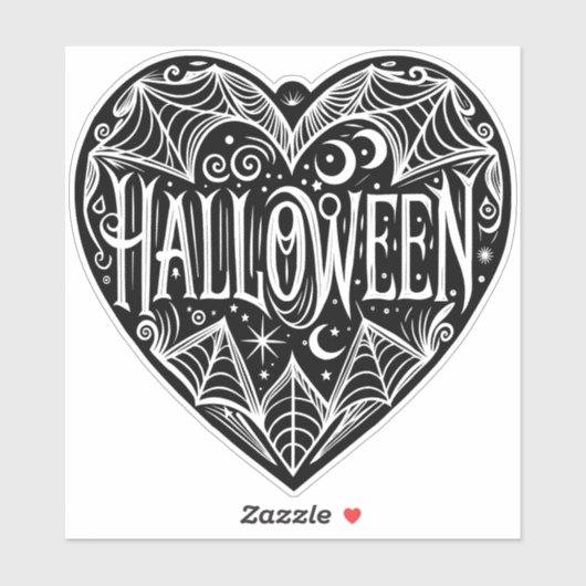 Halloween Heart, Black Heart Shape, Holiday シール (シート)