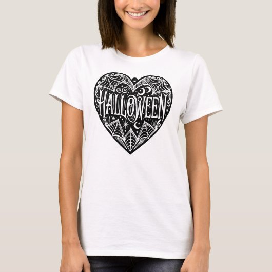 Halloween Heart, Black Heart Shape, Holiday Tシャツ (正面)