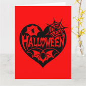 Halloween Heart, Black Heart Shape, Spider Web カード (黄色い花)