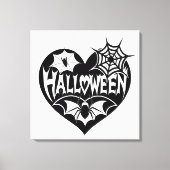 Halloween Heart, Black Heart Shape, Spider Web キャンバスプリント (正面)