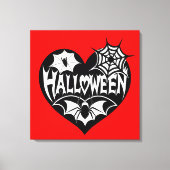 Halloween Heart, Black Heart Shape, Spider Web キャンバスプリント (正面)